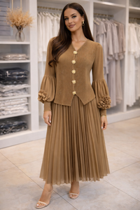 Royal Taupe Pleated Elegance Set