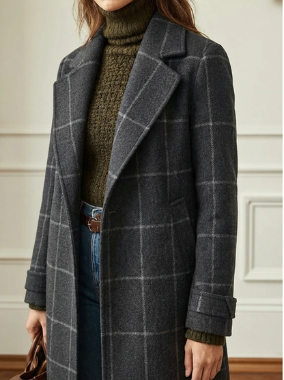 Fiona | Checked Tailored Long Coat