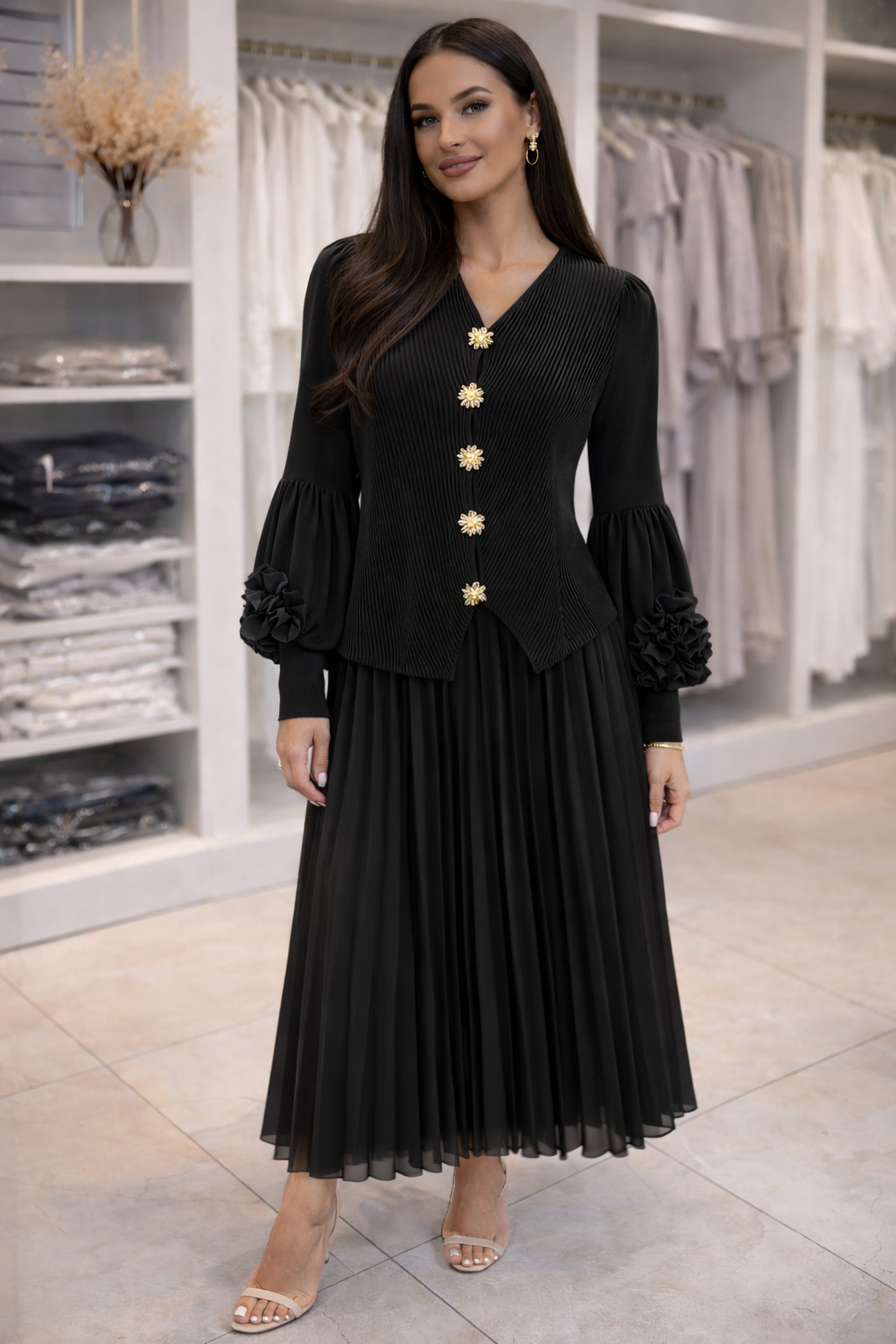 Royal Taupe Pleated Elegance Set