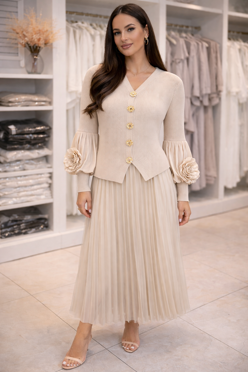 Royal Taupe Pleated Elegance Set