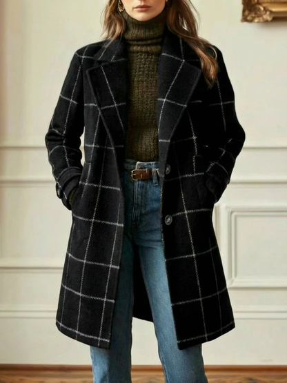 Fiona | Checked Tailored Long Coat