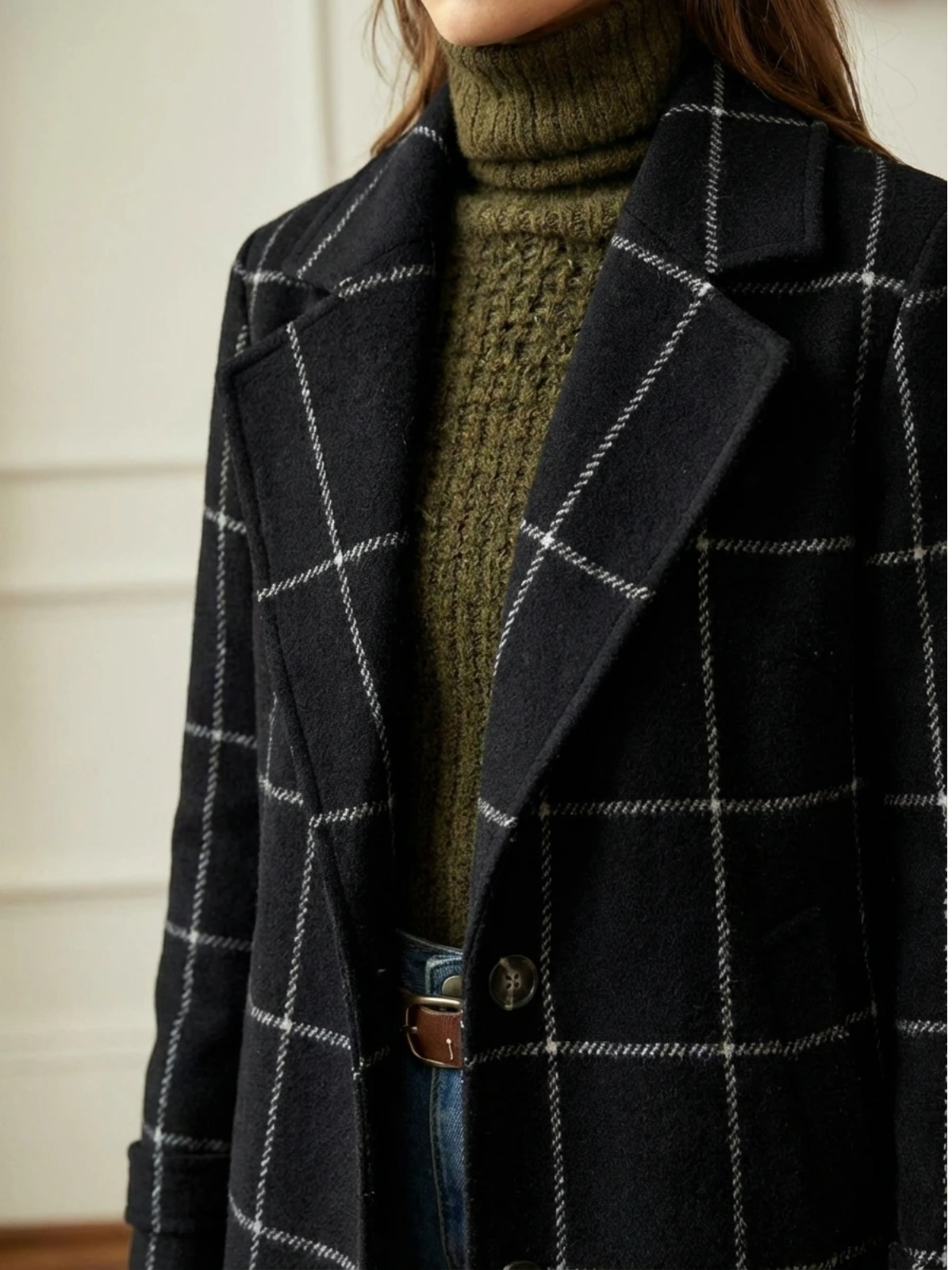 Fiona | Checked Tailored Long Coat