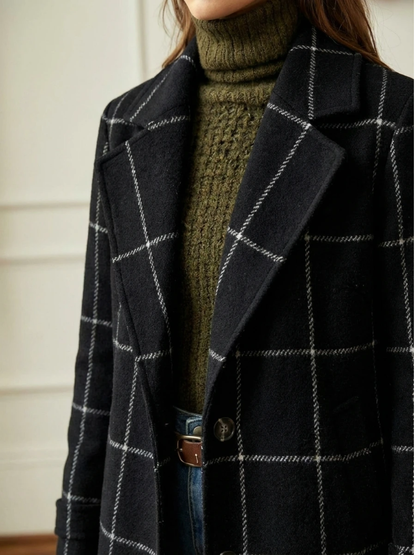 Fiona | Checked Tailored Long Coat