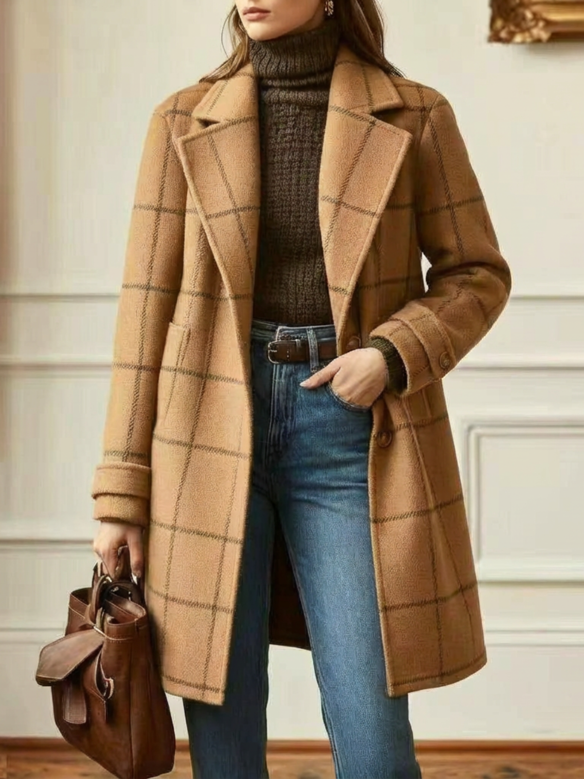 Fiona | Checked Tailored Long Coat