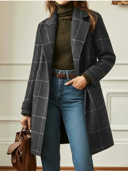 Fiona | Checked Tailored Long Coat