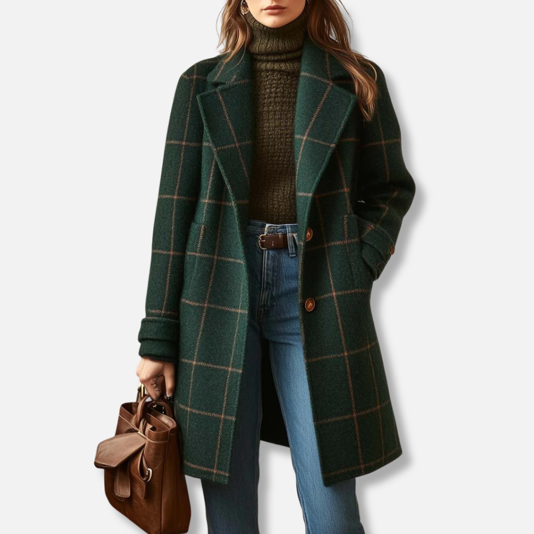Fiona | Checked Tailored Long Coat