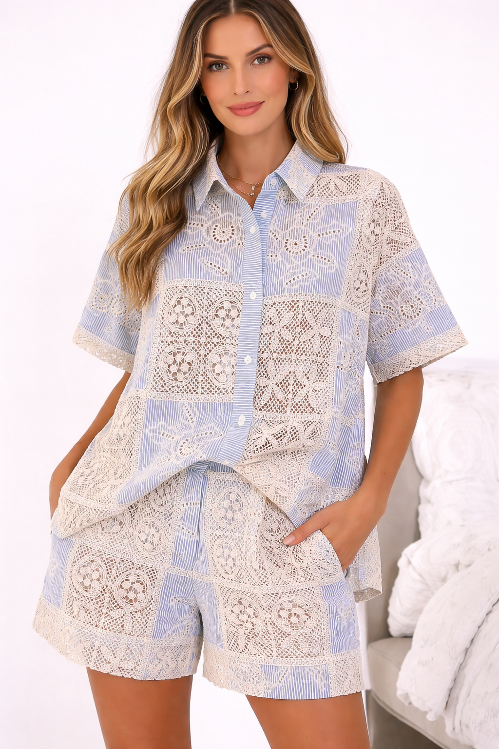 Sky Breeze Lace Two-Piece Set