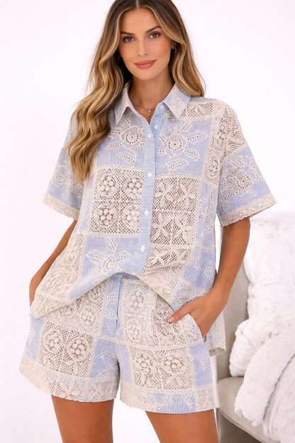Sky Breeze Lace Two-Piece Set