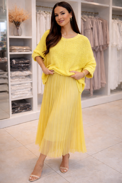 Elegant Knit & Pleated Skirt Co-Ord