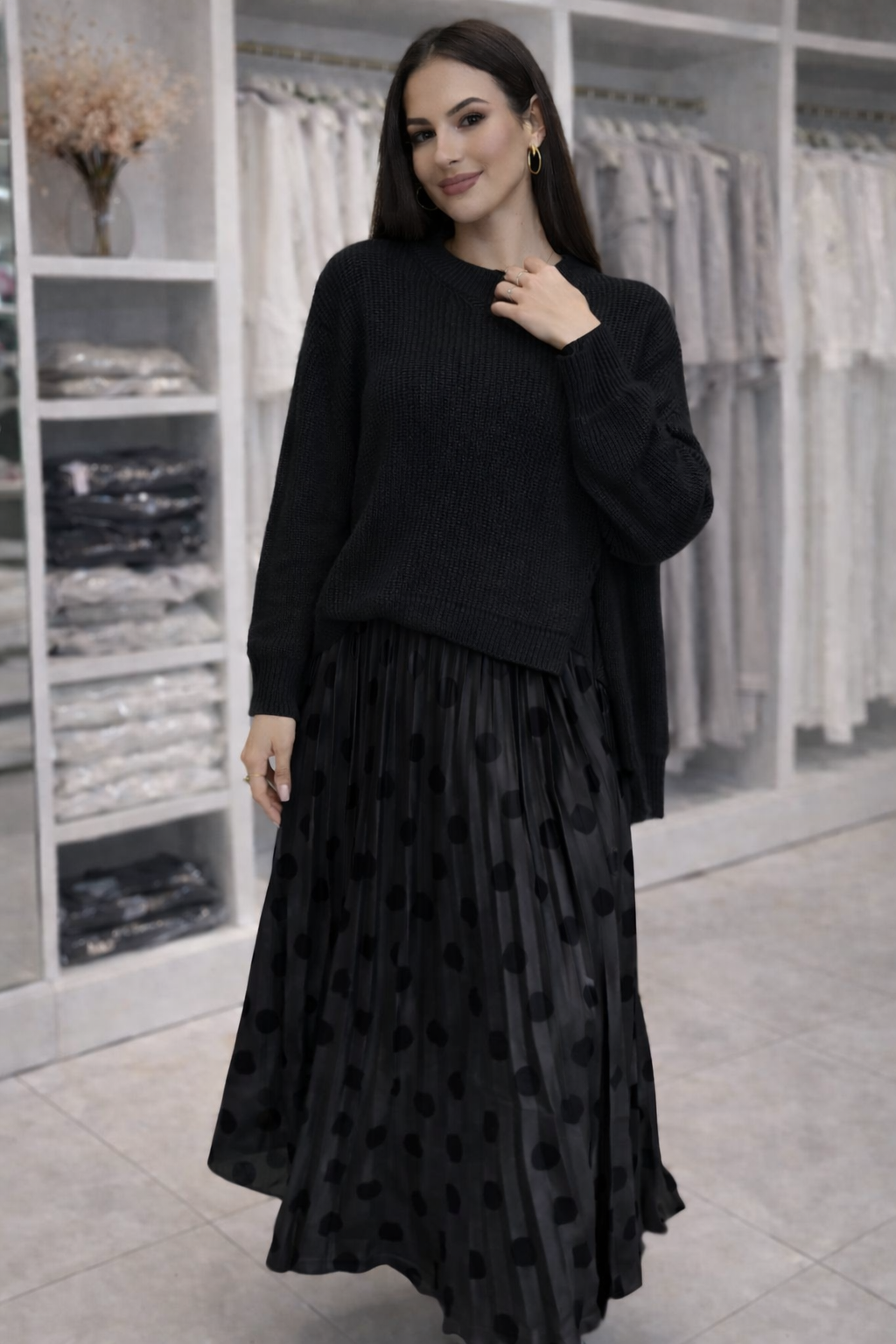 Grace Polka Dot Pleated Outfit