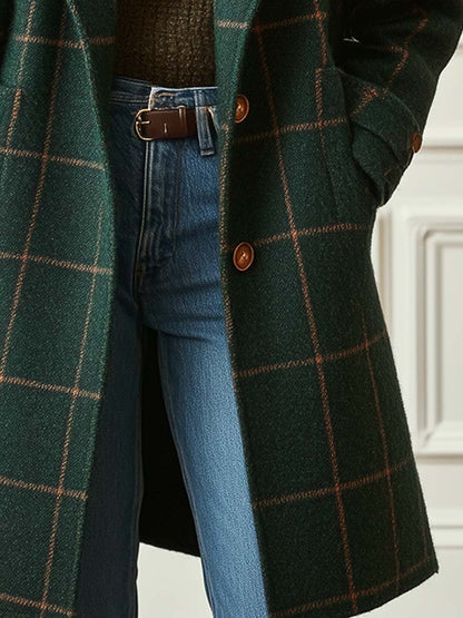 Fiona | Checked Tailored Long Coat