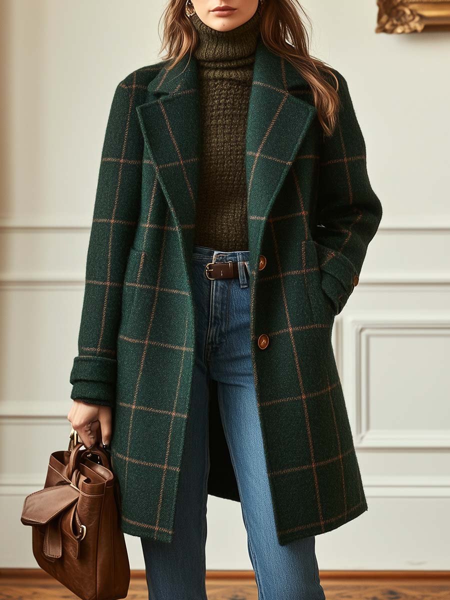 Fiona | Checked Tailored Long Coat