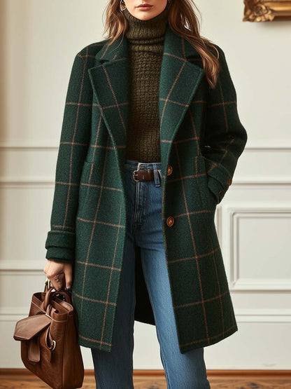 Fiona | Checked Tailored Long Coat